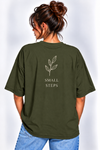 Women’s Olive Green Leaf Graphic Oversized Tee