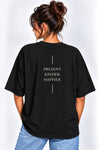 Women’s Black Minimalist Typography Oversized Tee