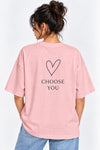 Women’s Pink Heart Graphic Oversized Tee