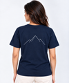 Women’s Navy Blue Crew Neck Mountain Line Art Tee