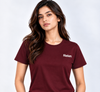 Women’s Maroon Crew Neck Flower Line Art Tee