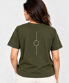 Women’s Olive Green Crew Neck Circle Line Art Tee