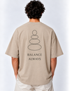 Men’s Oversized Taupe Printed T-Shirt