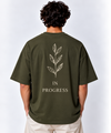 Men’s Oversized Olive Green Printed T-Shirt