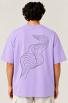 Men’s Lavender Wave Line Art Oversized Tee