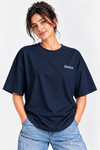 Women’s Navy Wave Graphic Oversized Tee