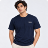 Men’s Navy Blue Crew Neck Wave Line Art Tee
