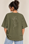 Women’s Olive Green Botanical Line Art Tee