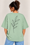 Women’s Mint Green Botanical Line Art Tee
