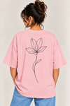 Women’s Pink Floral Line Art Tee