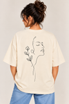 Women’s Cream Face & Floral Line Art Tee