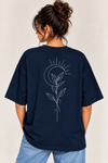 Women’s Navy Moon Floral Line Art Tee