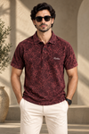 Acid Wash Wine Testing Textured Polo T-Shirt