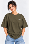 Women’s Olive Green Floral Oversized Tee