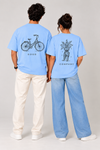 Sky Blue Oversized “Good Company” Couple T-Shirt