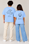 Light Blue Ride Waves Couple T-Shirt